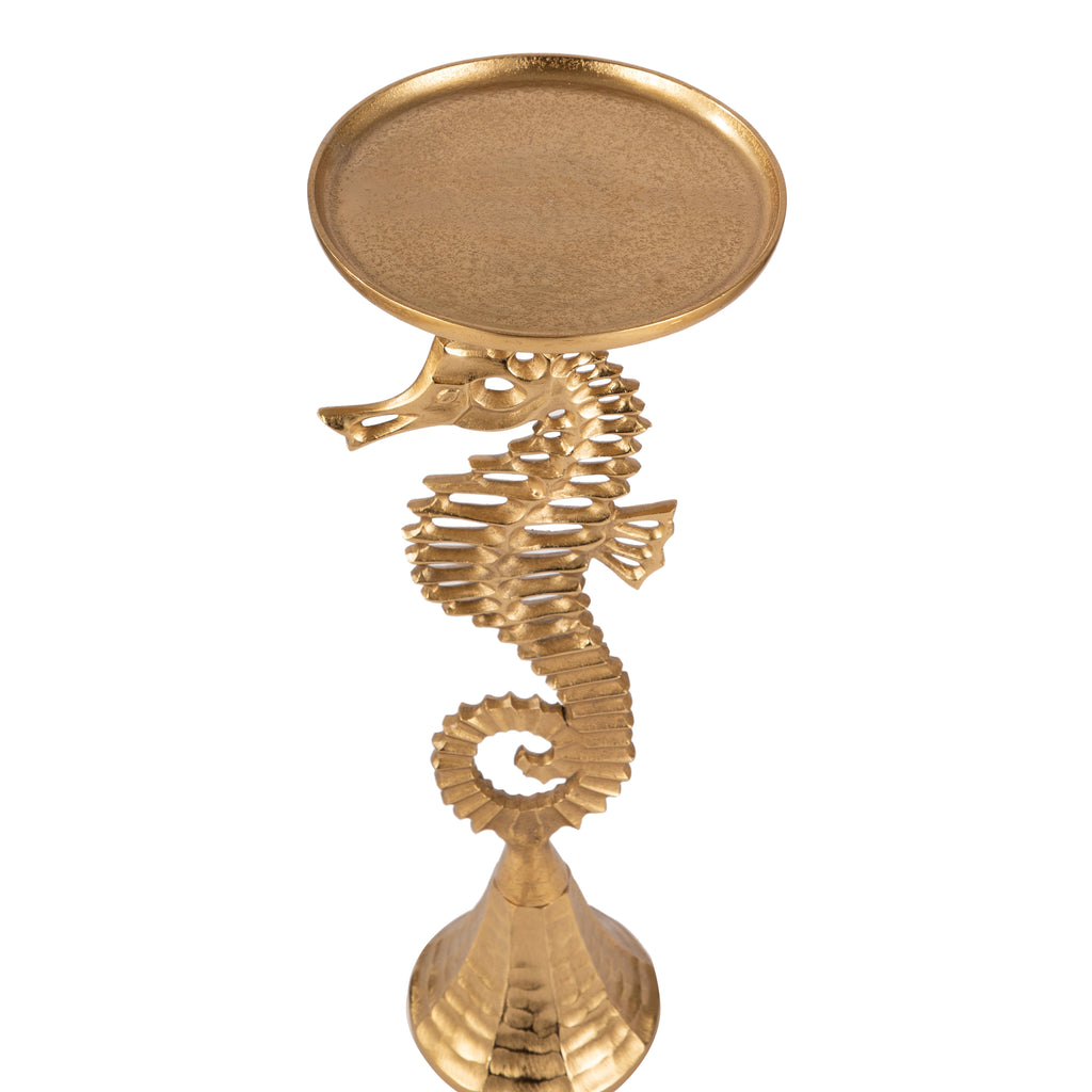 Coastal Seahorse Accent Side Table Gold