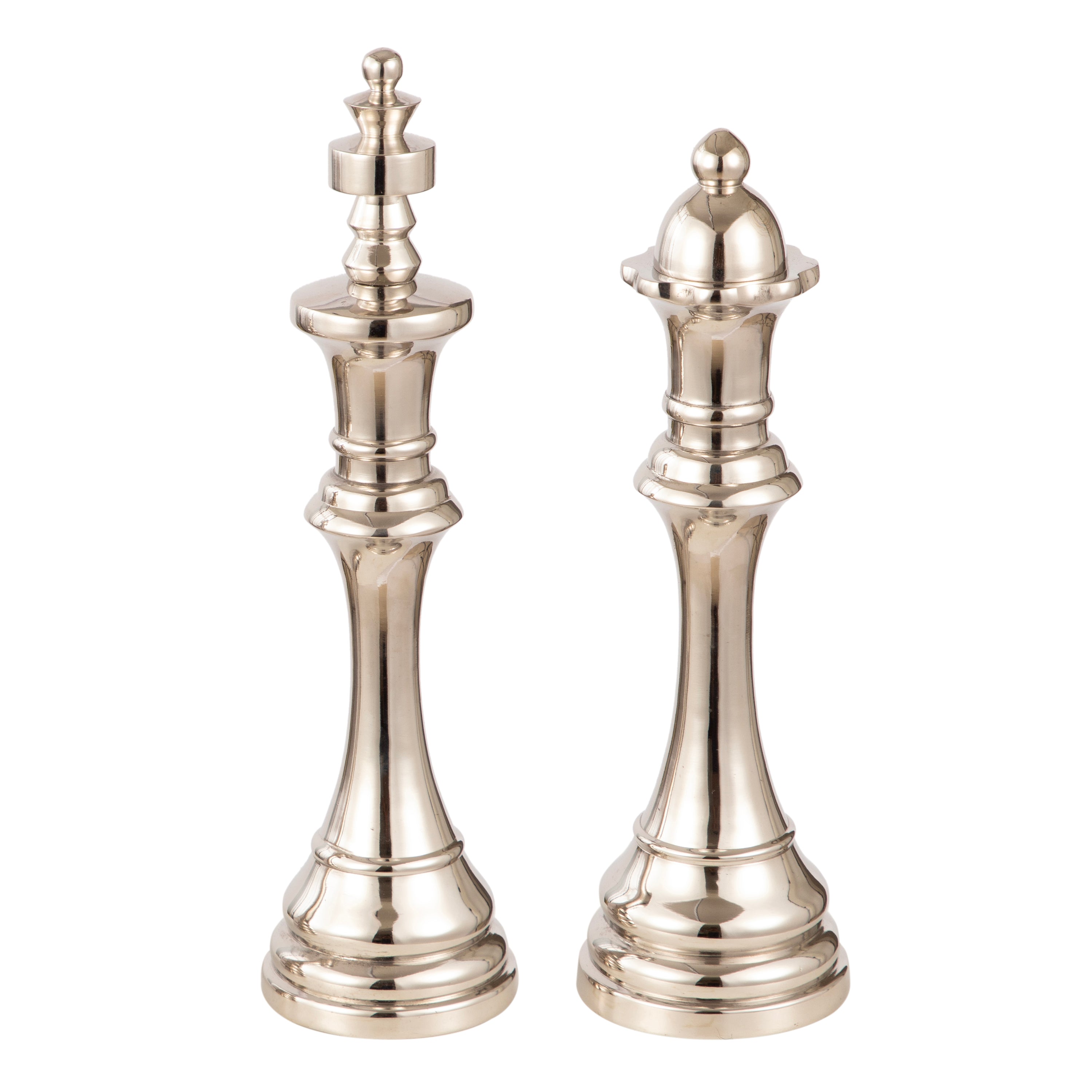 Silver Chess King & Queen Décor Set Large