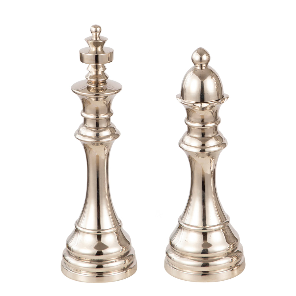 Silver Chess King & Queen Décor Small