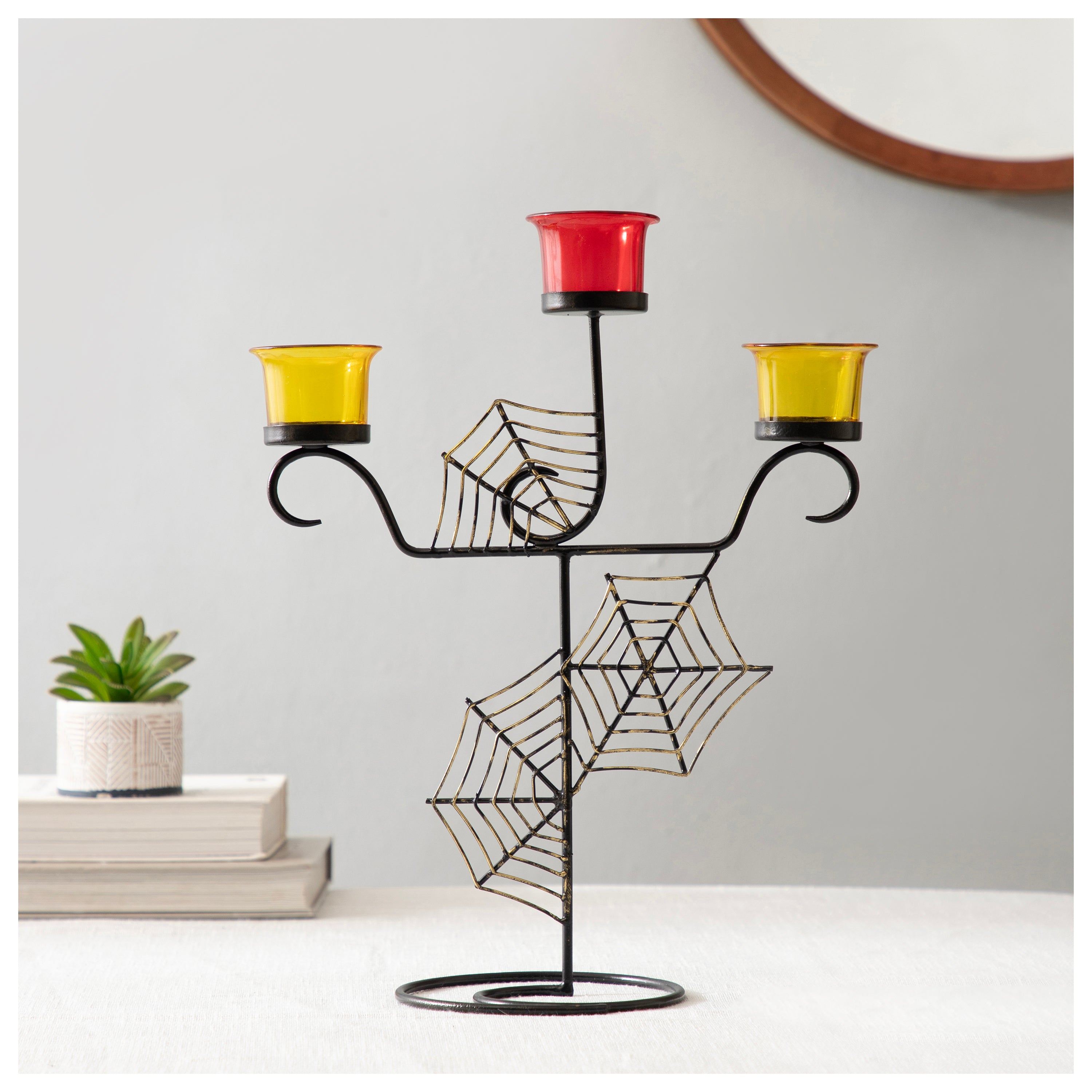 Spider Web Metal Candle Stand