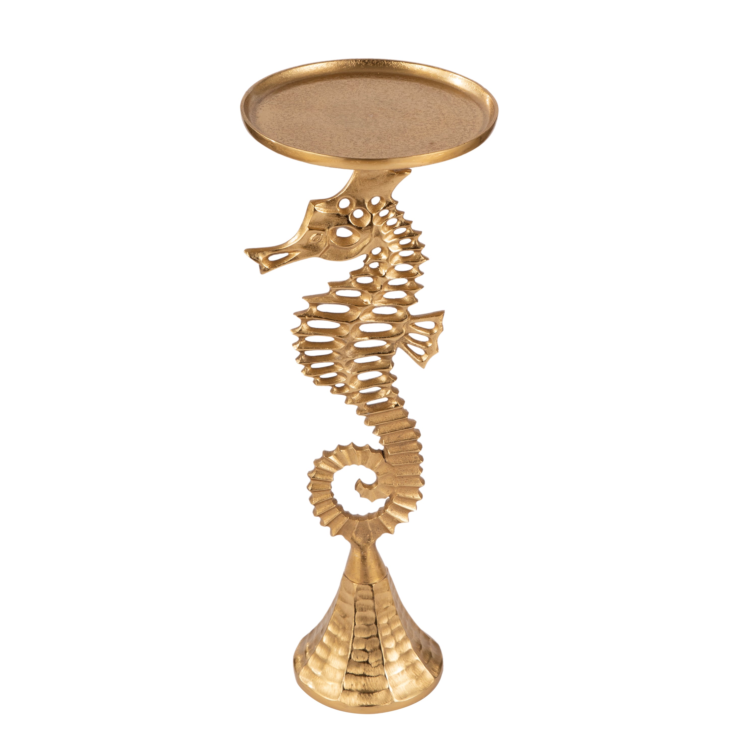 Coastal Seahorse Accent Side Table Gold