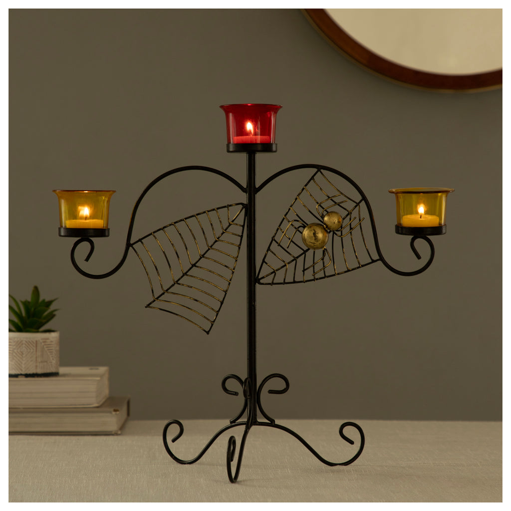 Spider Web Luxe Metal Candle Stand