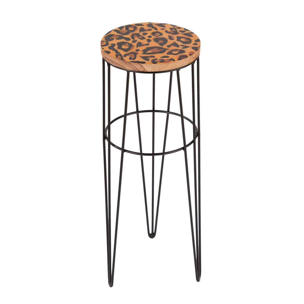 Leopard Print Accent Side Table
