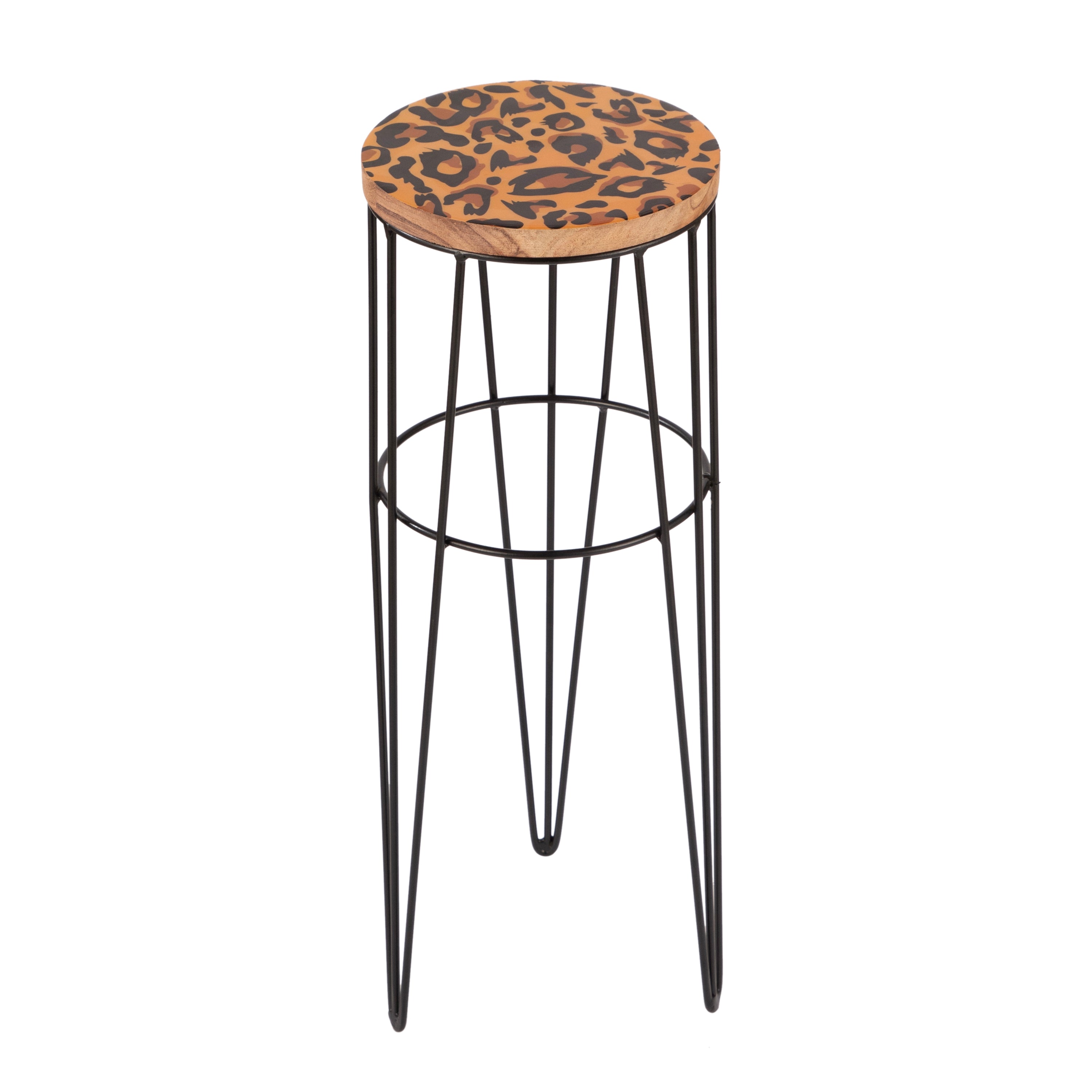 Leopard Print Accent Side Table