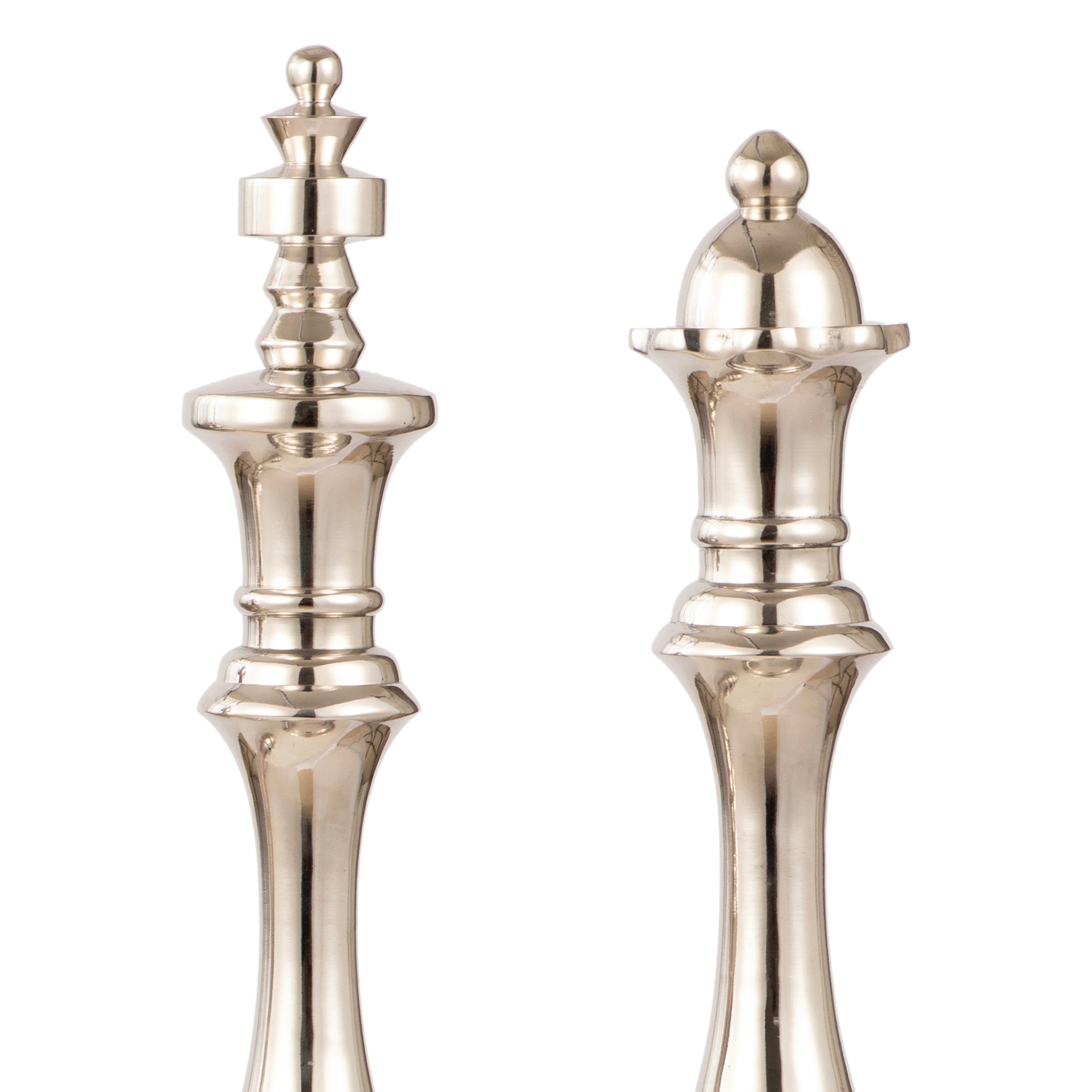 Silver Chess King & Queen Décor Set Large