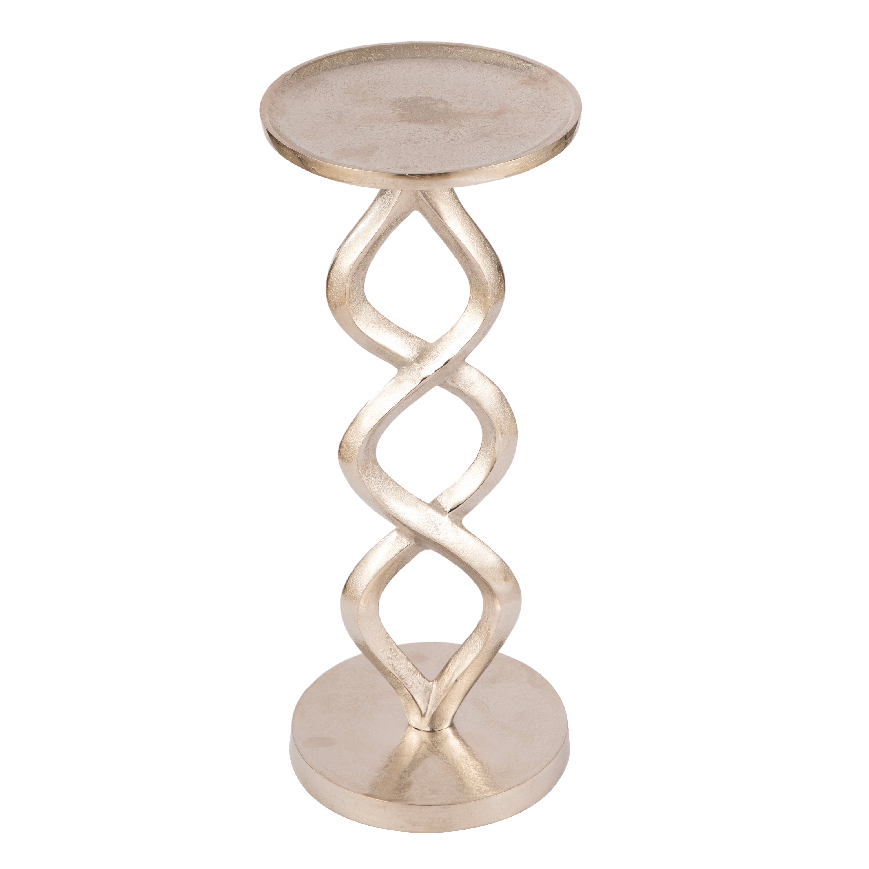 Sculptural Silver Twist Side Table