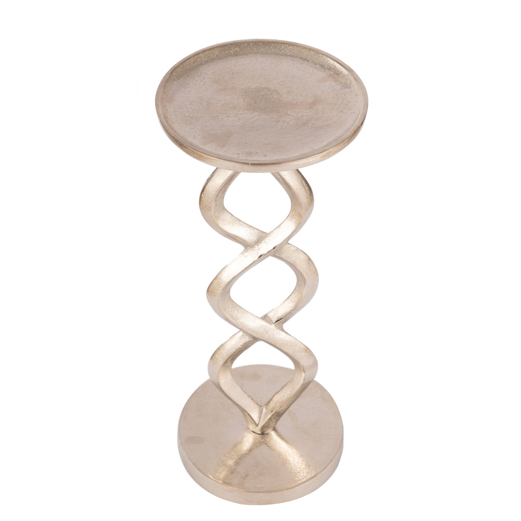 Sculptural Silver Twist Side Table