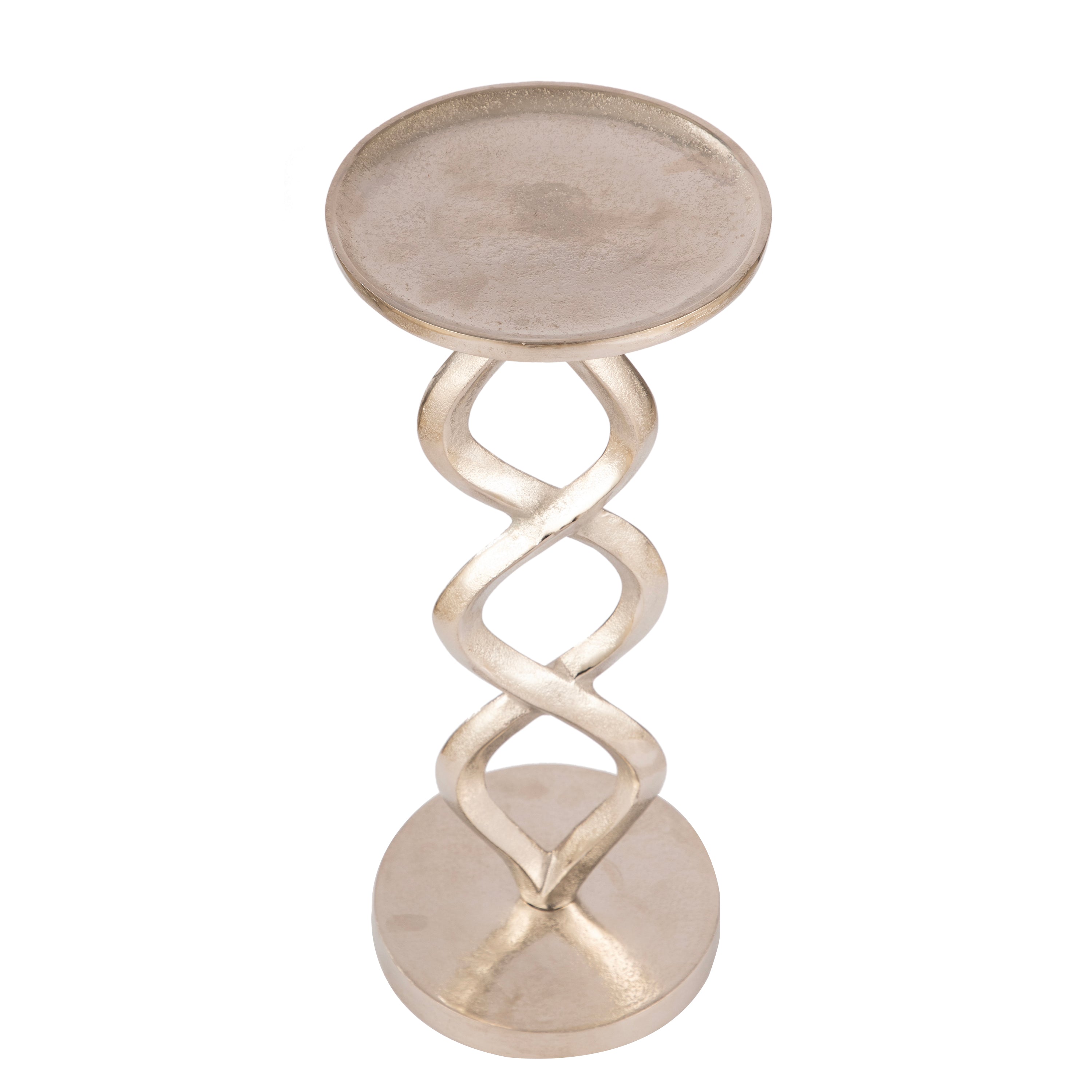 Sculptural Silver Twist Side Table