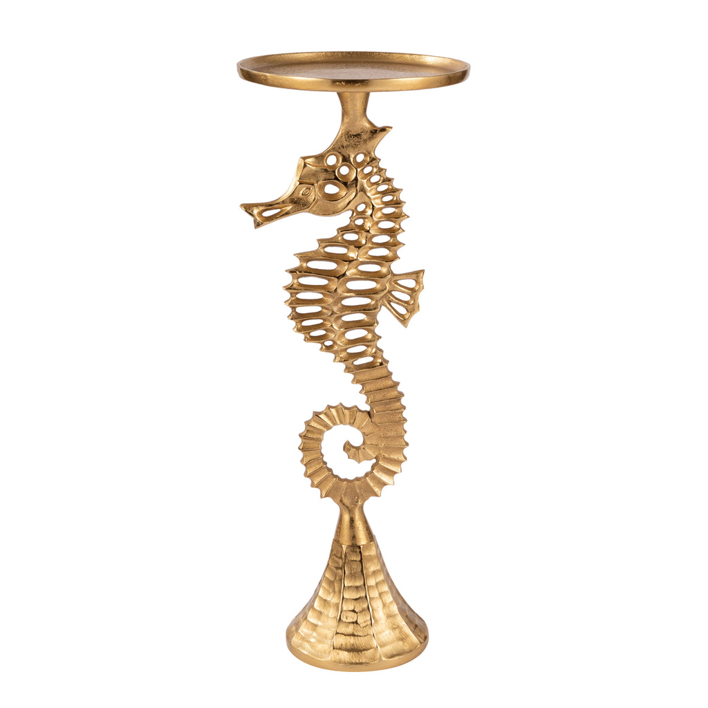 Coastal Seahorse Accent Side Table Gold