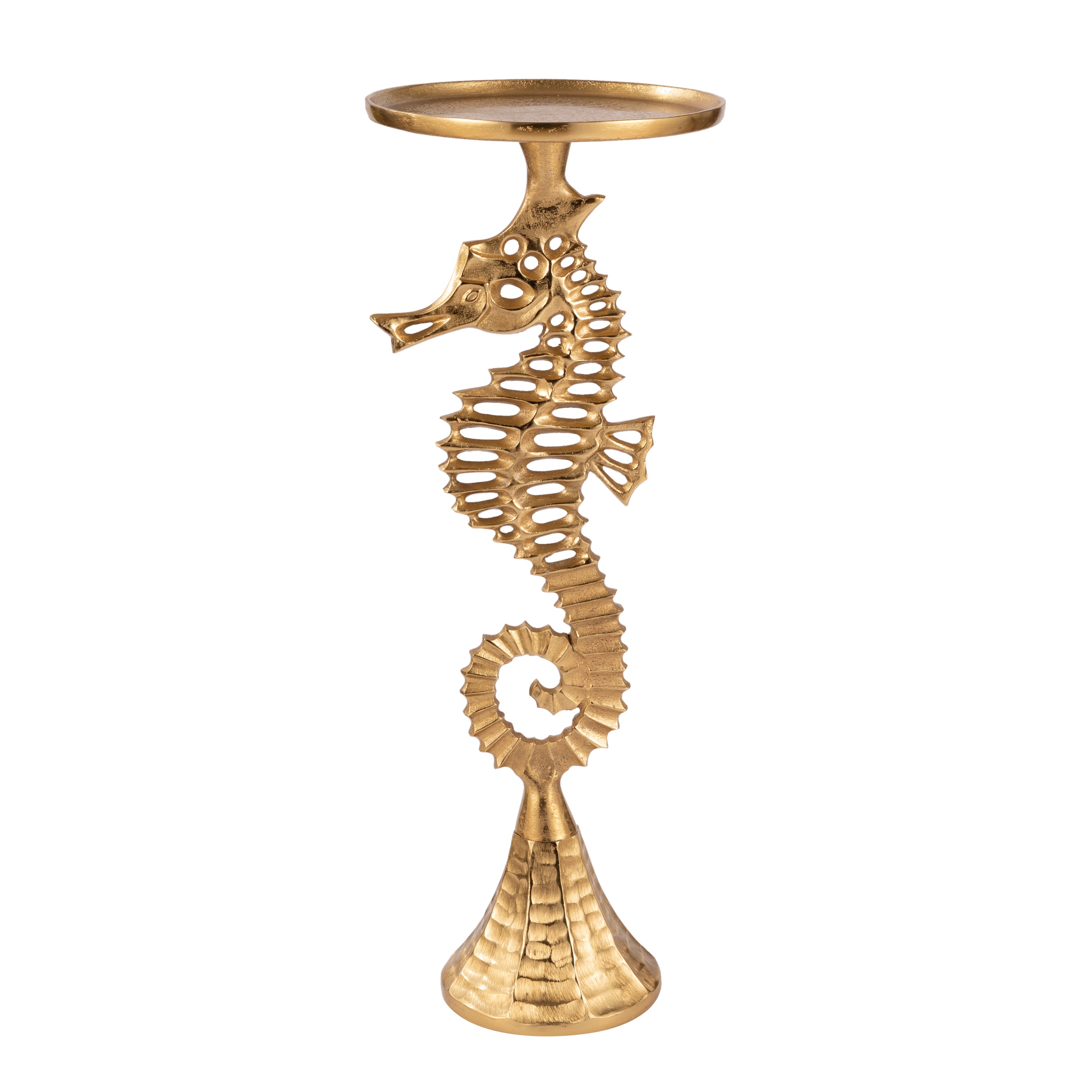 Coastal Seahorse Accent Side Table Gold