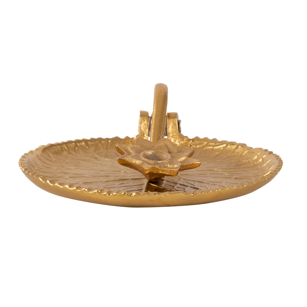 Golden Lotus Leaf Decorative Tray