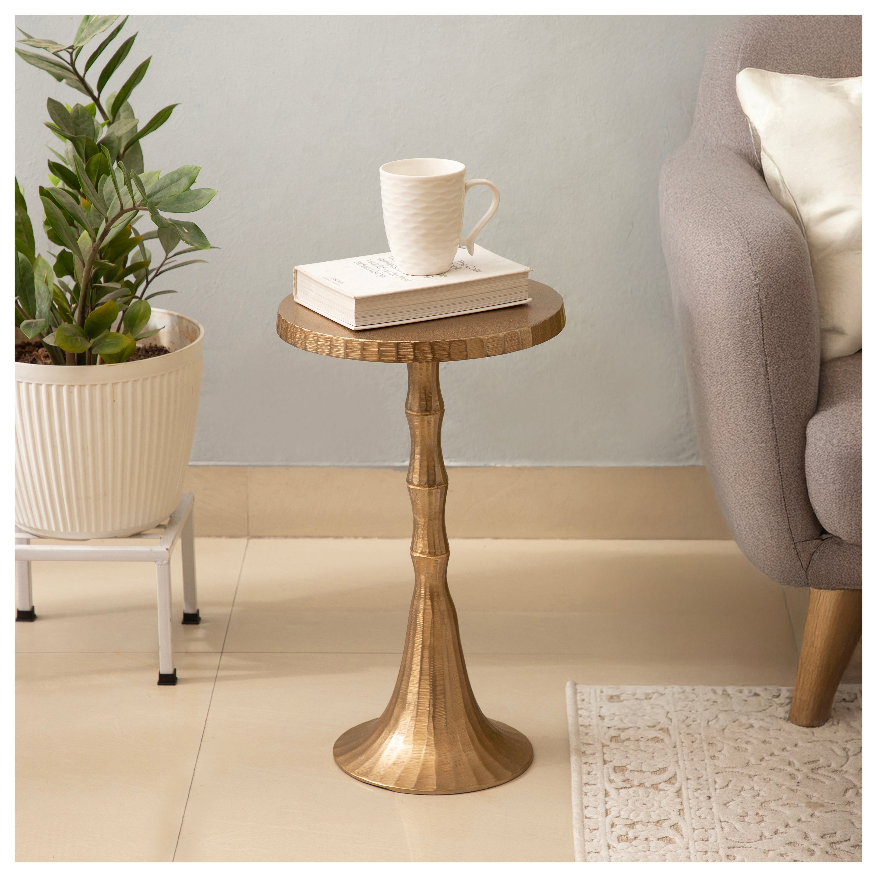 Textured Pedestal End Table