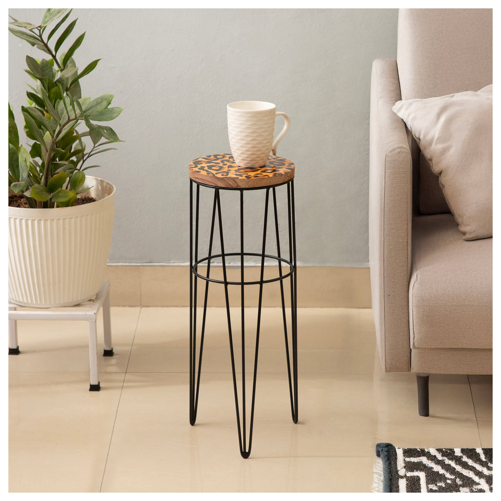 Leopard Print Accent Side Table