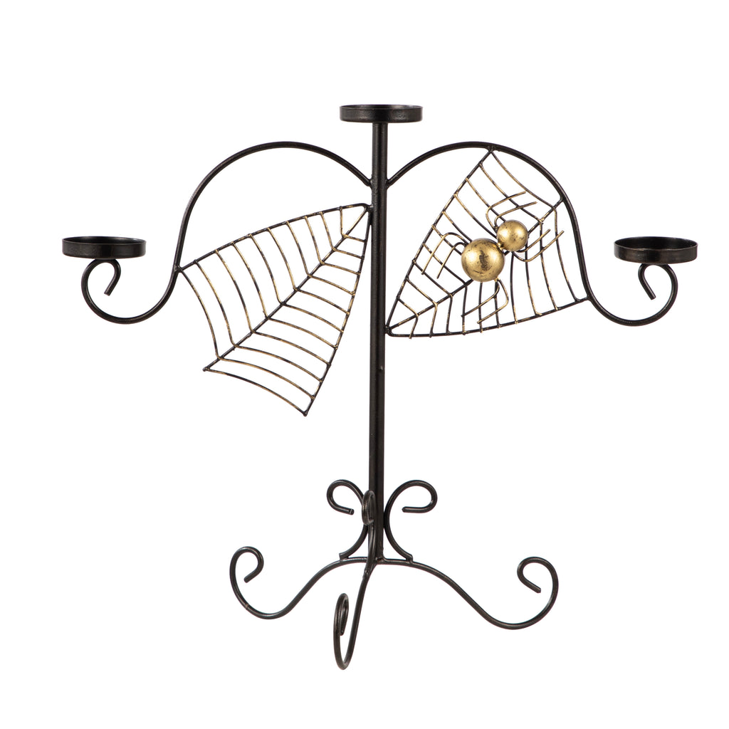 Spider Web Luxe Metal Candle Stand