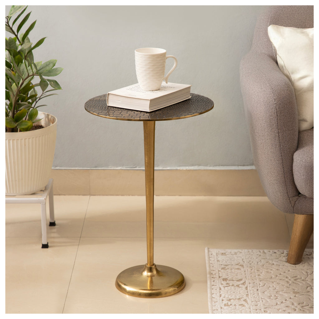 Hammered Metal Accent Table