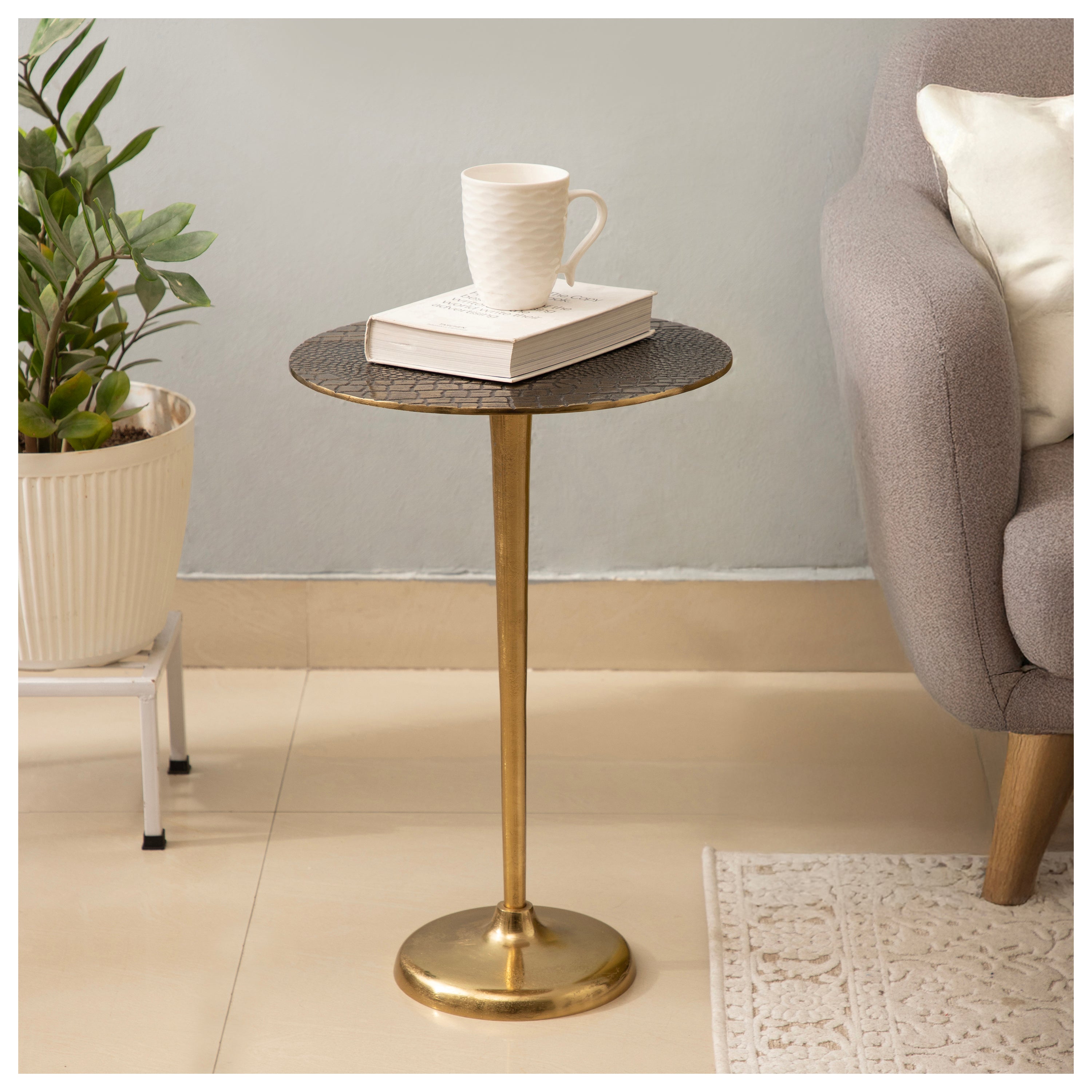 Hammered Metal Accent Table