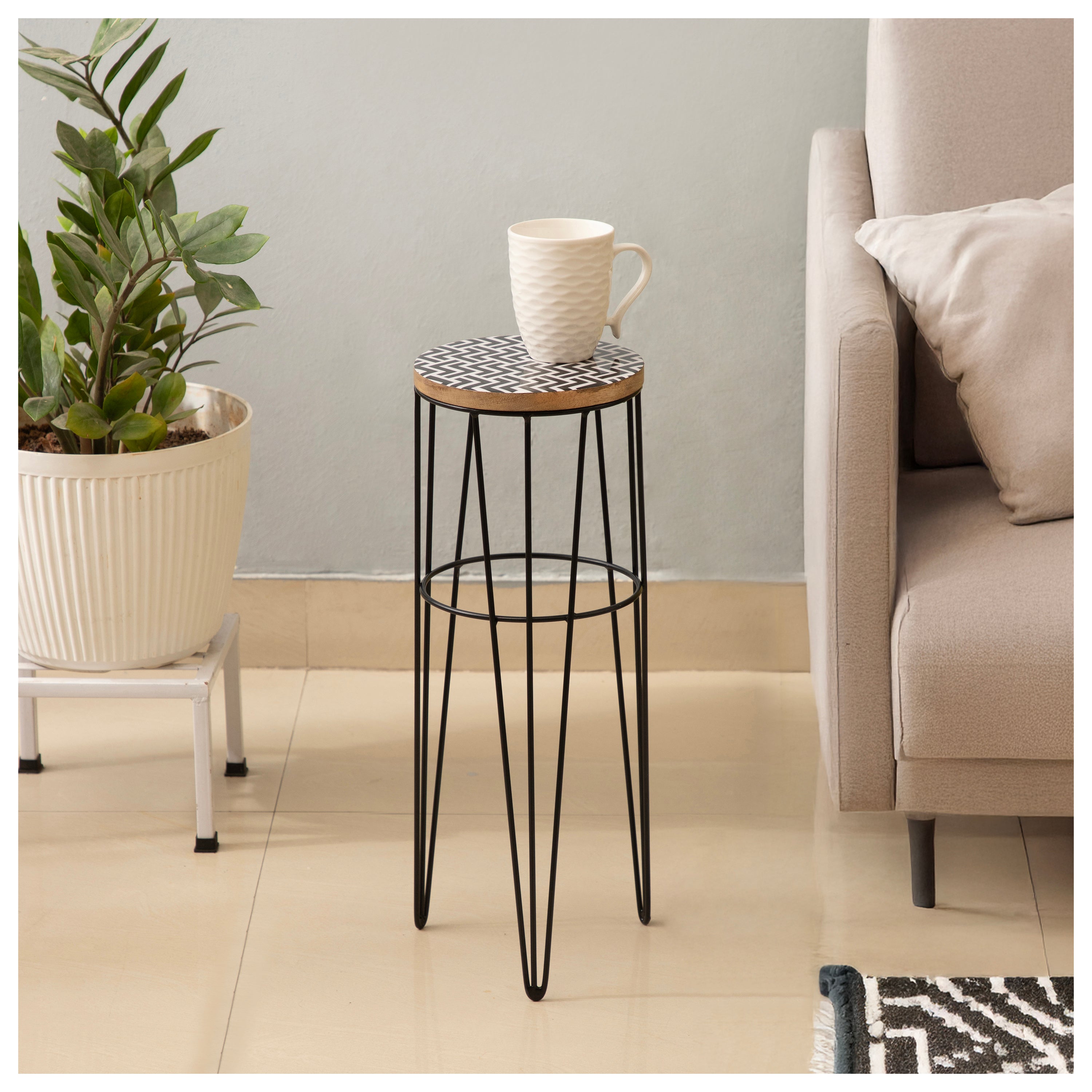 Chevron Pattern Accent Side Table