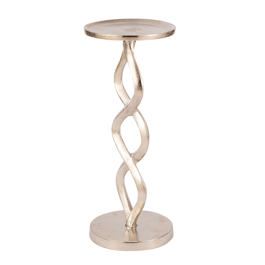 Sculptural Silver Twist Side Table