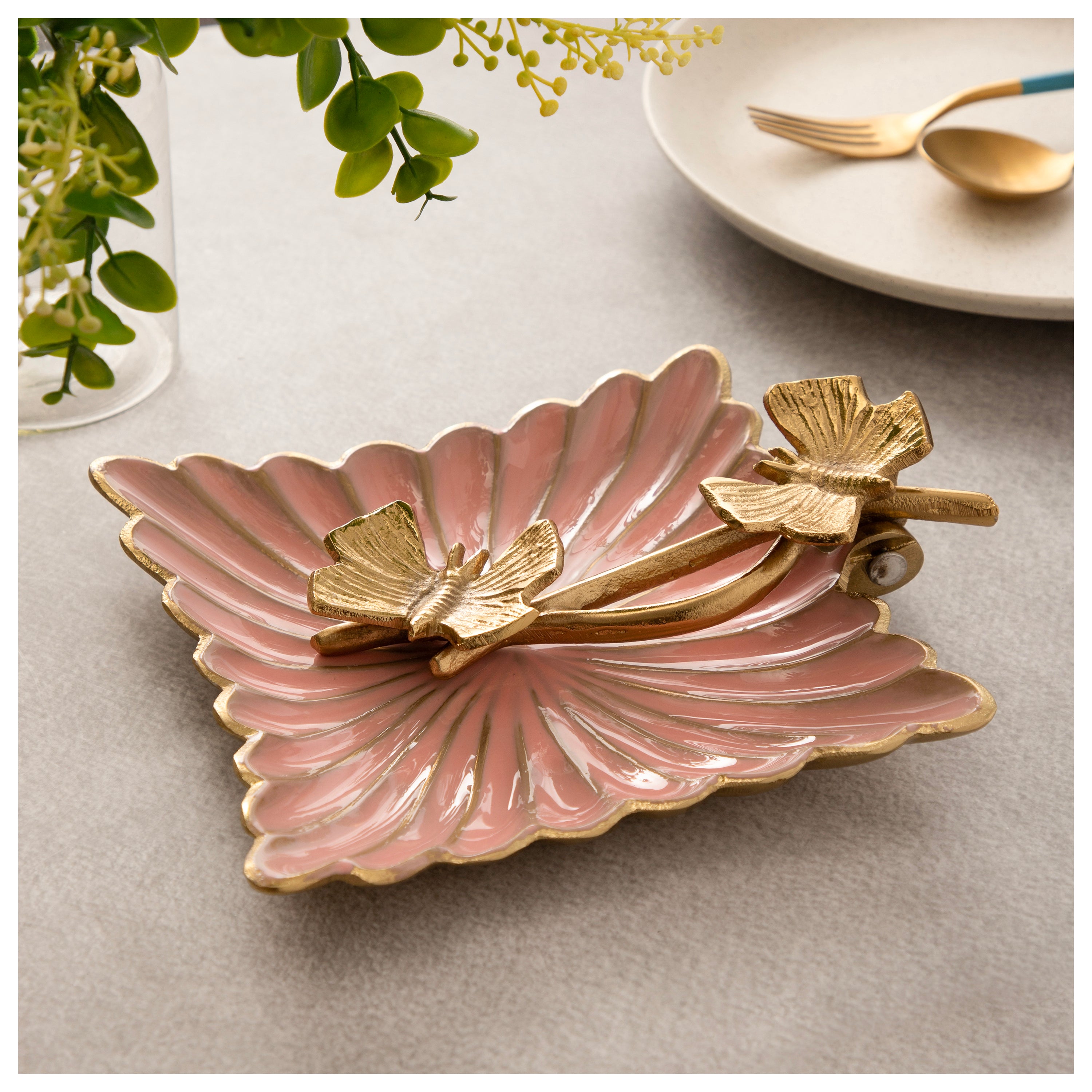 Blush Butterfly Decorative Tray