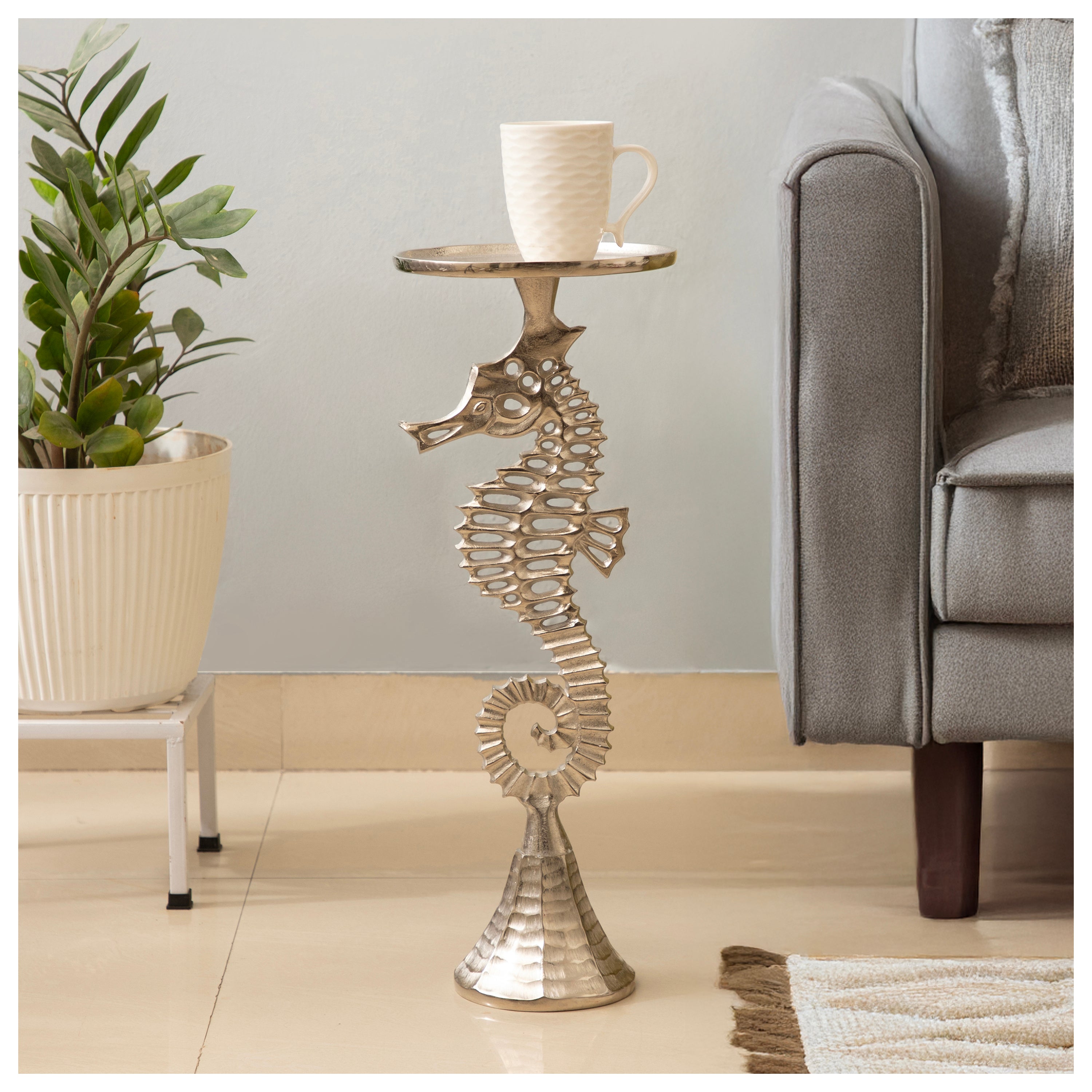 Coastal Seahorse Accent Side Table