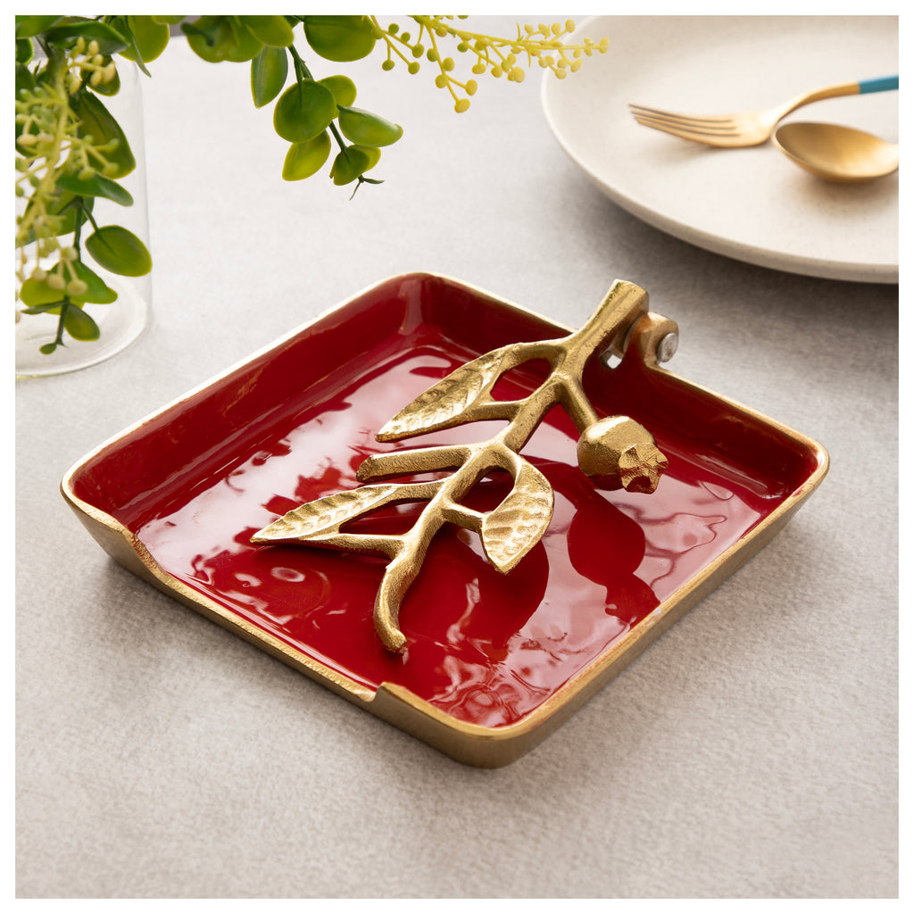 Botanical Gold Napkin Holder Tray