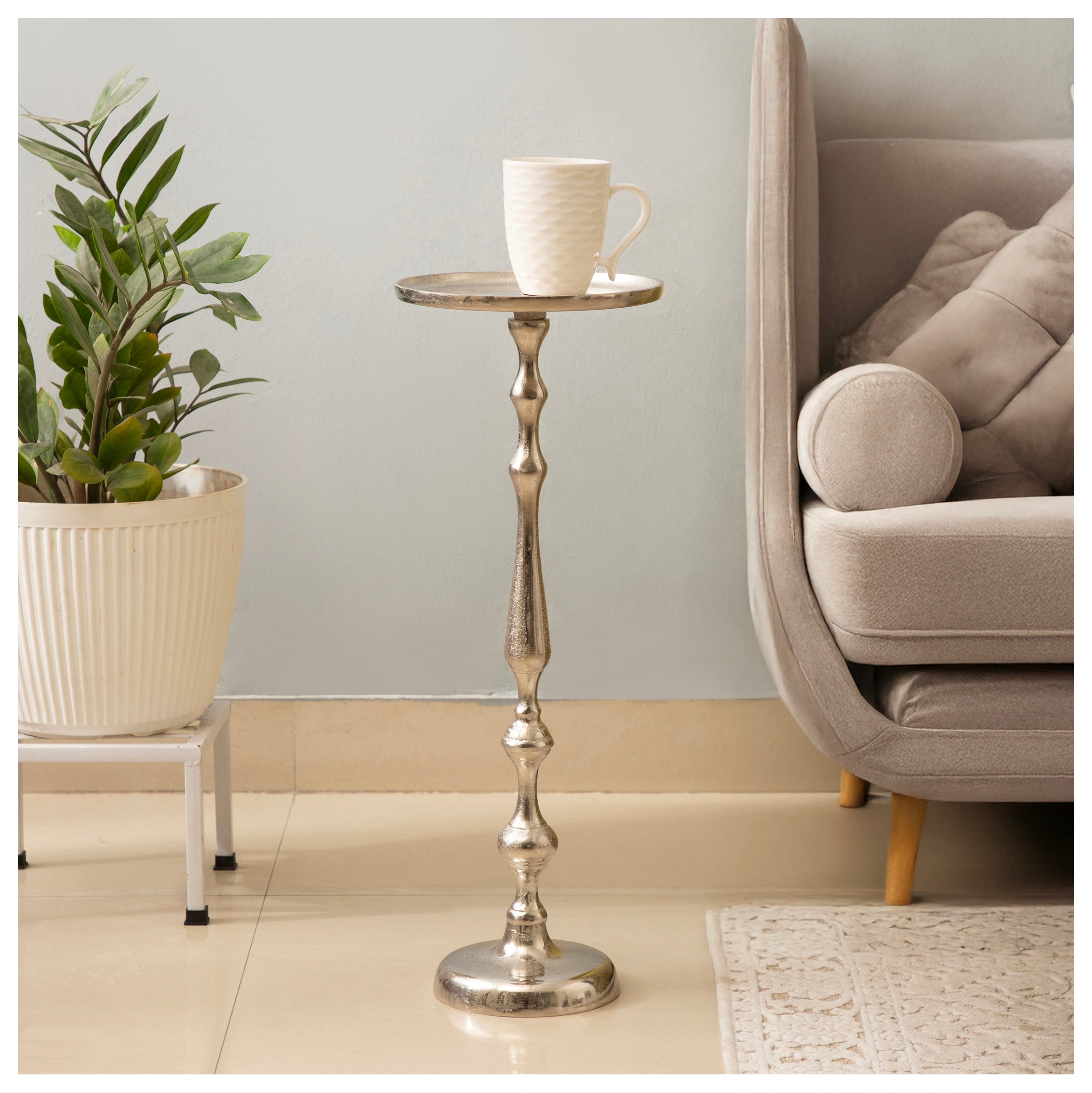 Antique Silver Pedestal Side Table