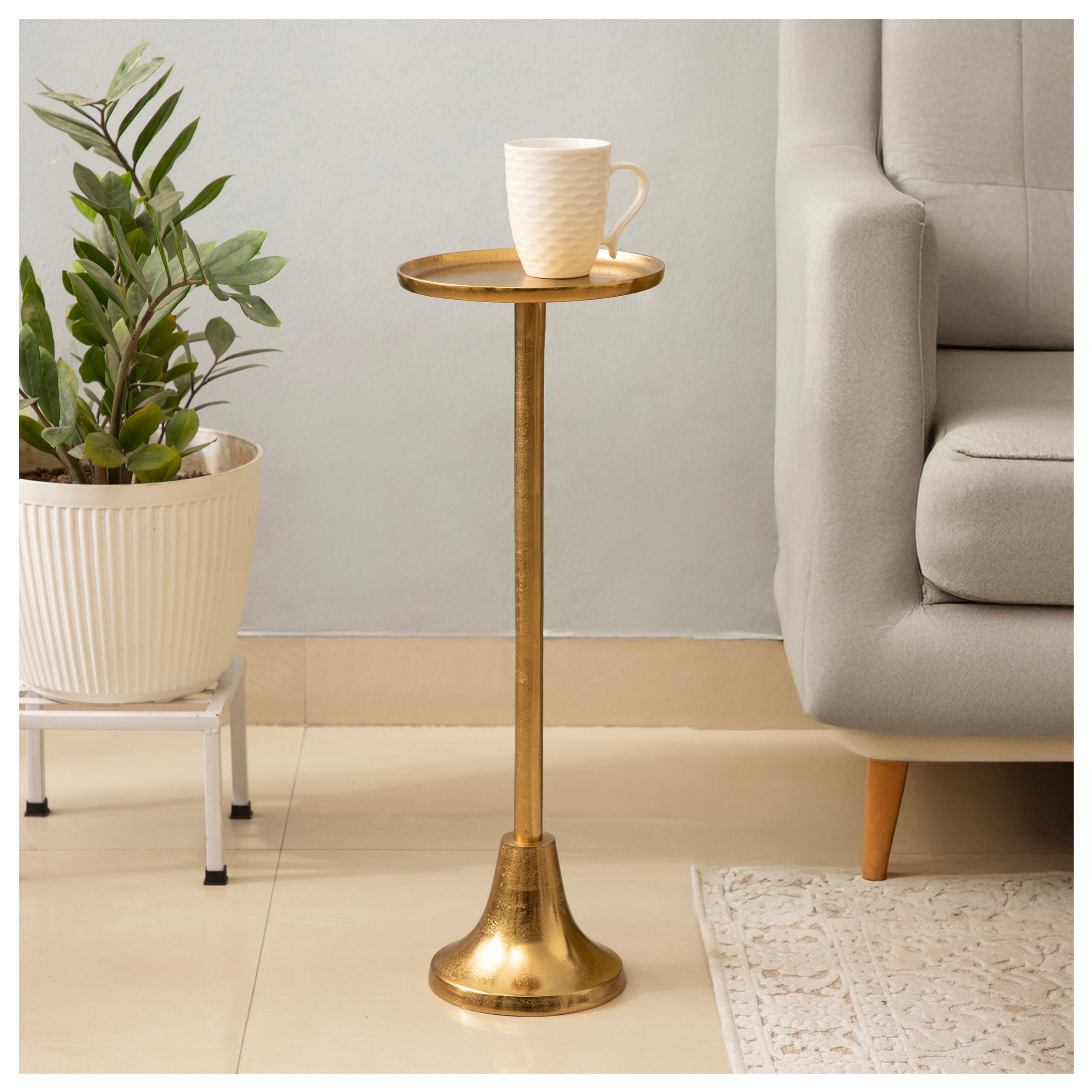 Sleek Gold Pedestal Side Table