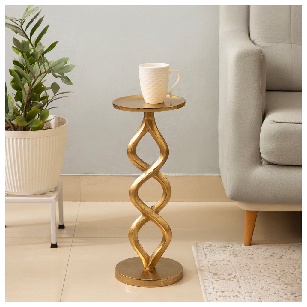 Sculptural Gold Twist Side Table