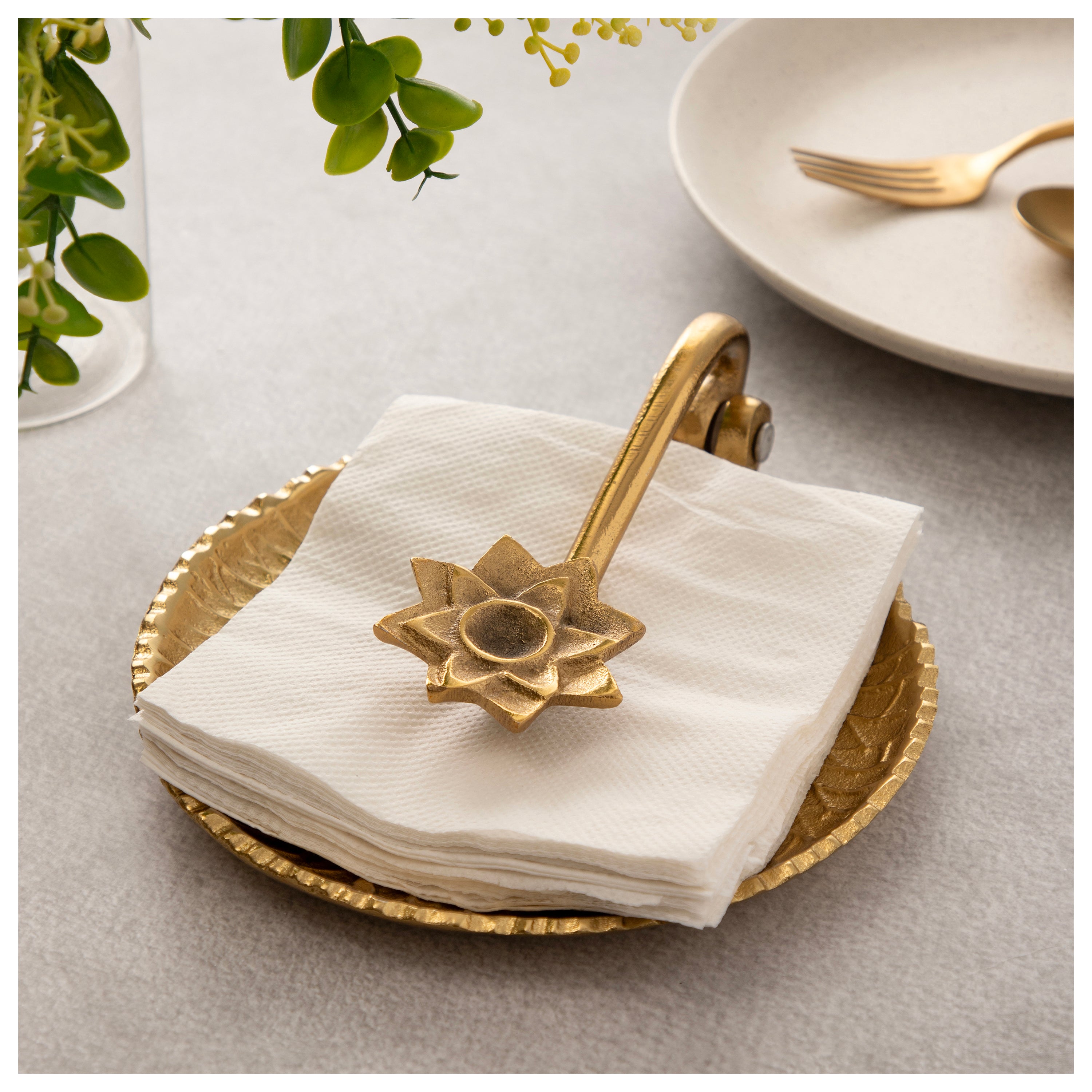 Golden Lotus Leaf Decorative Tray