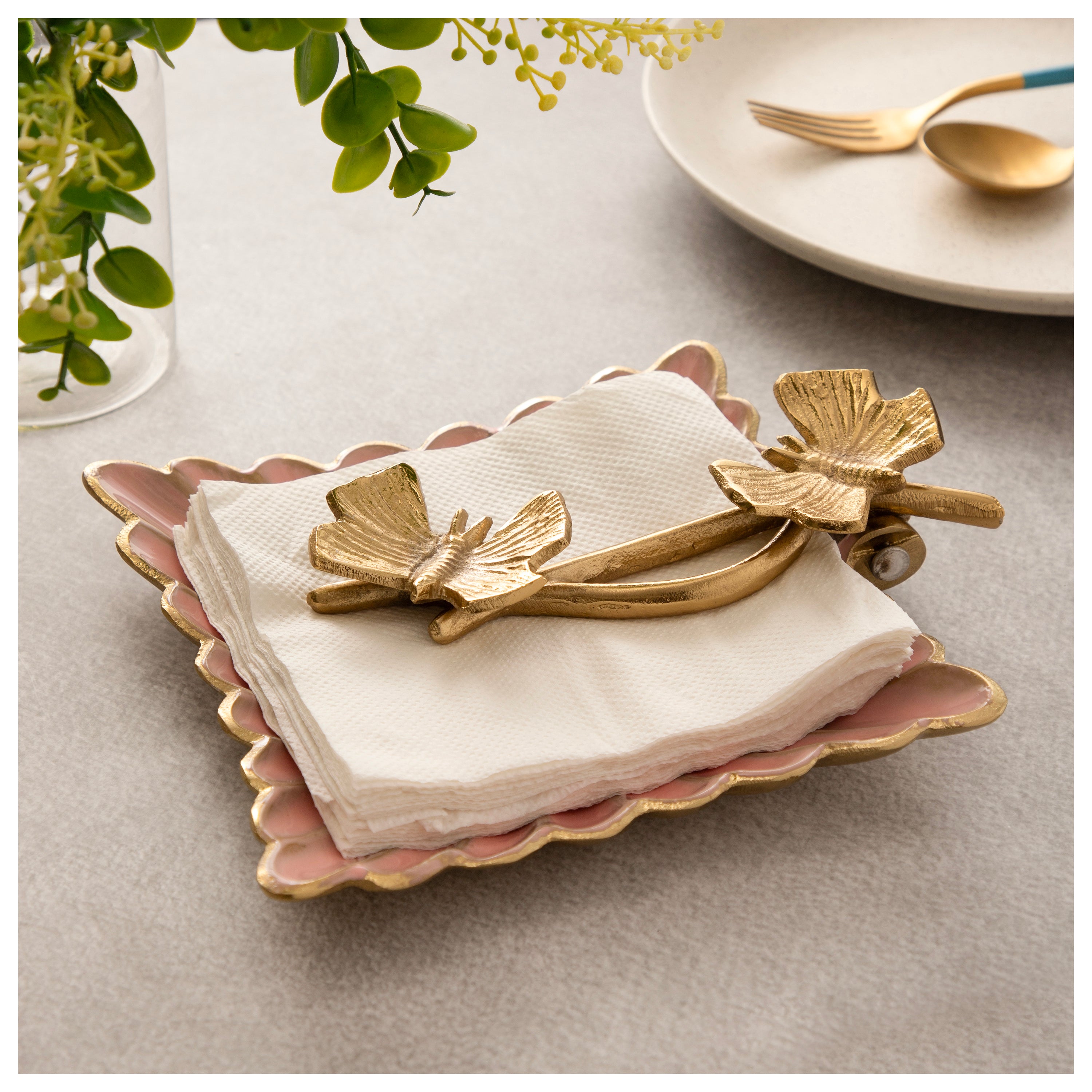 Blush Butterfly Decorative Tray
