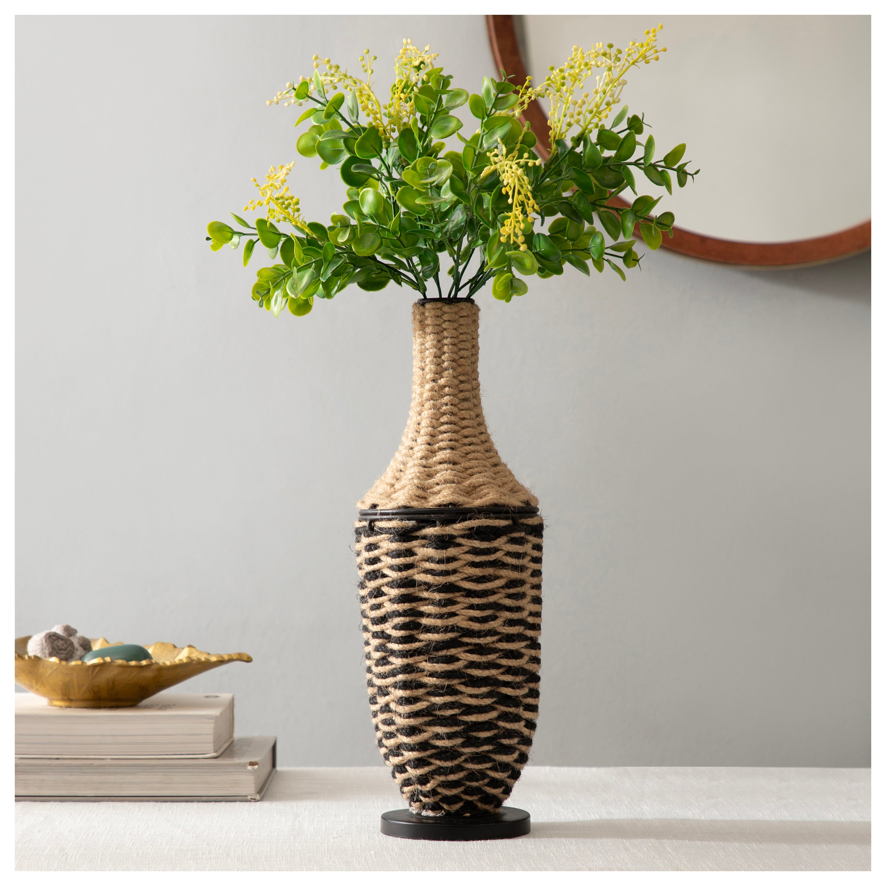 Dual Tone Jute Designer Vase