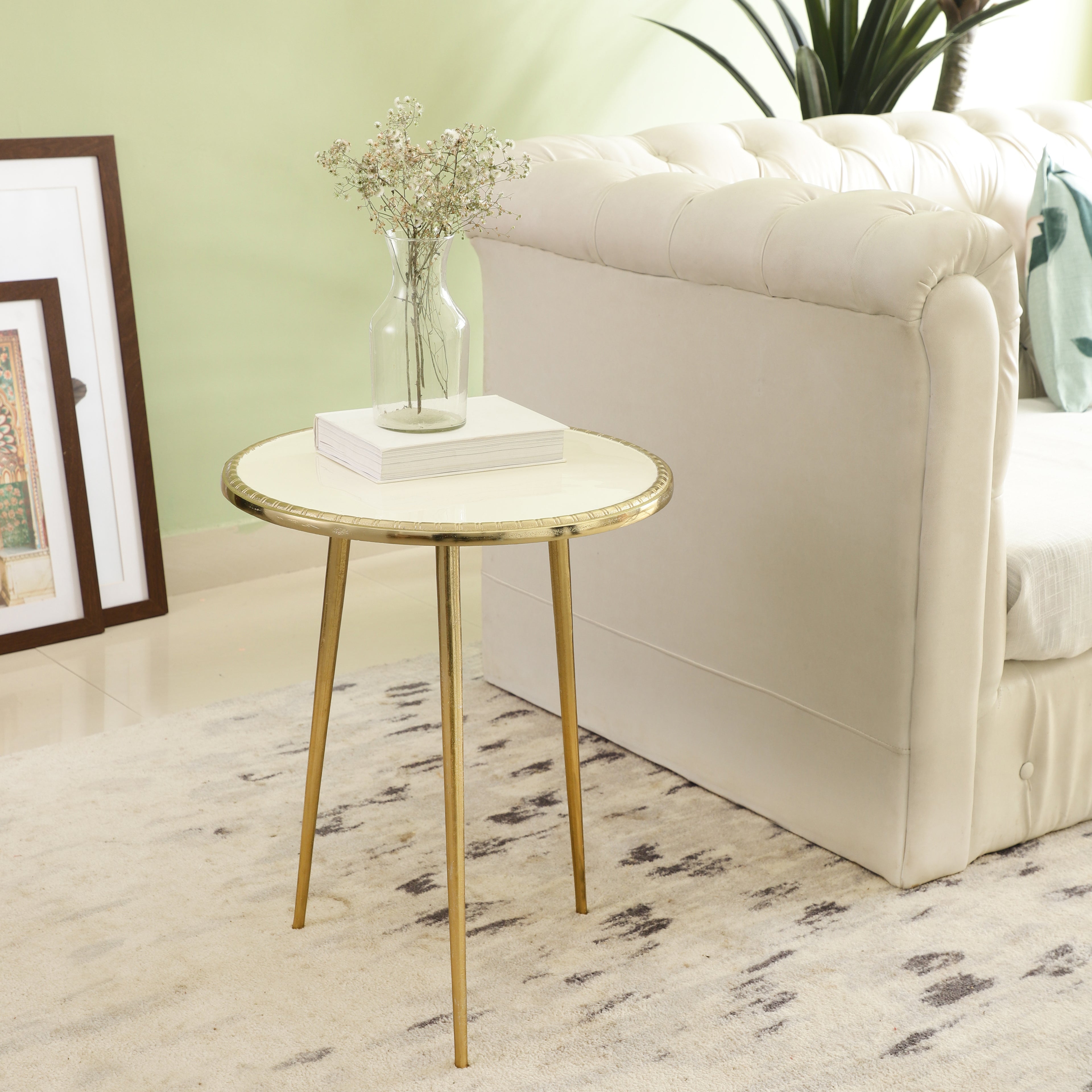 White Gloss Round Side Table