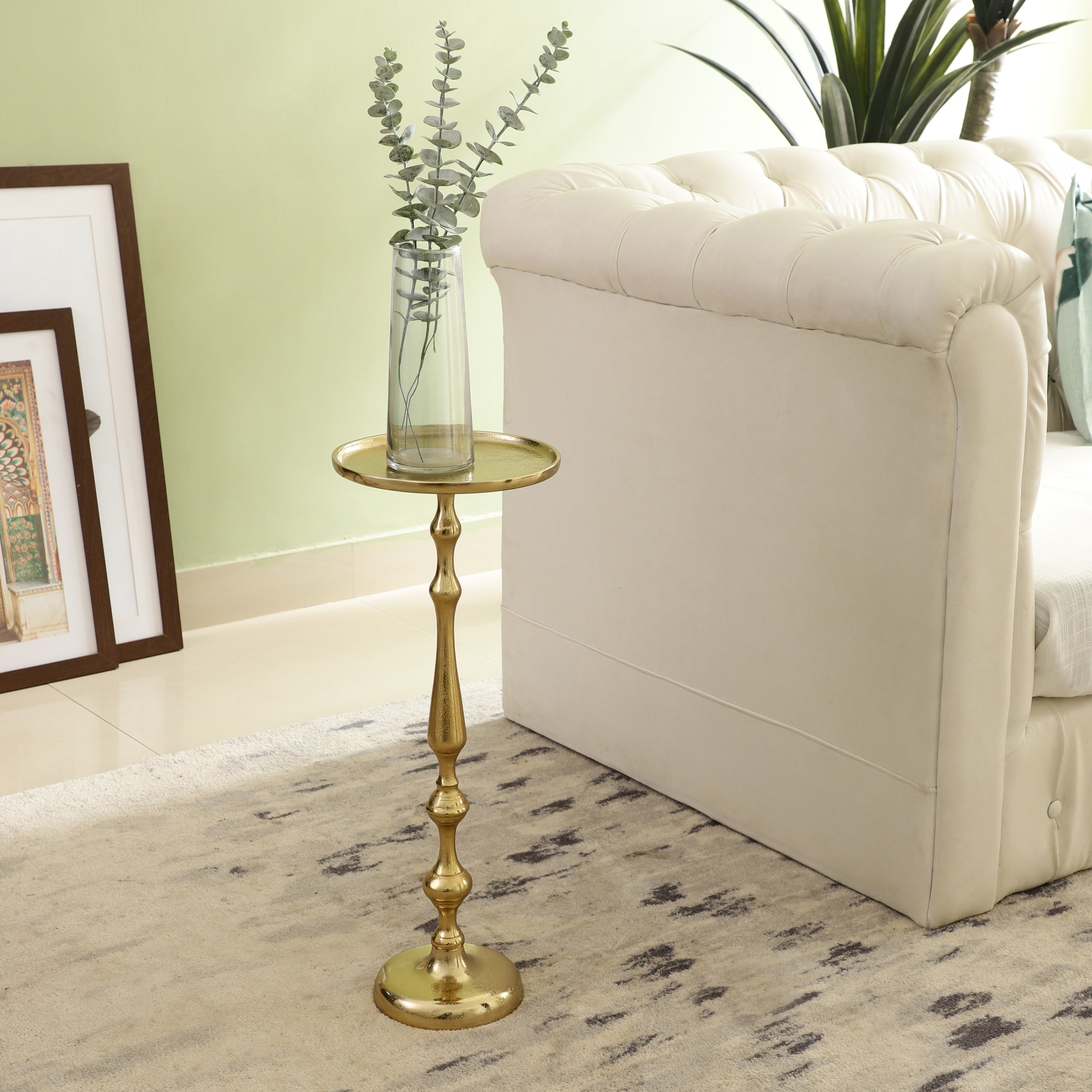 Vintage Gold Pedestal Side Table