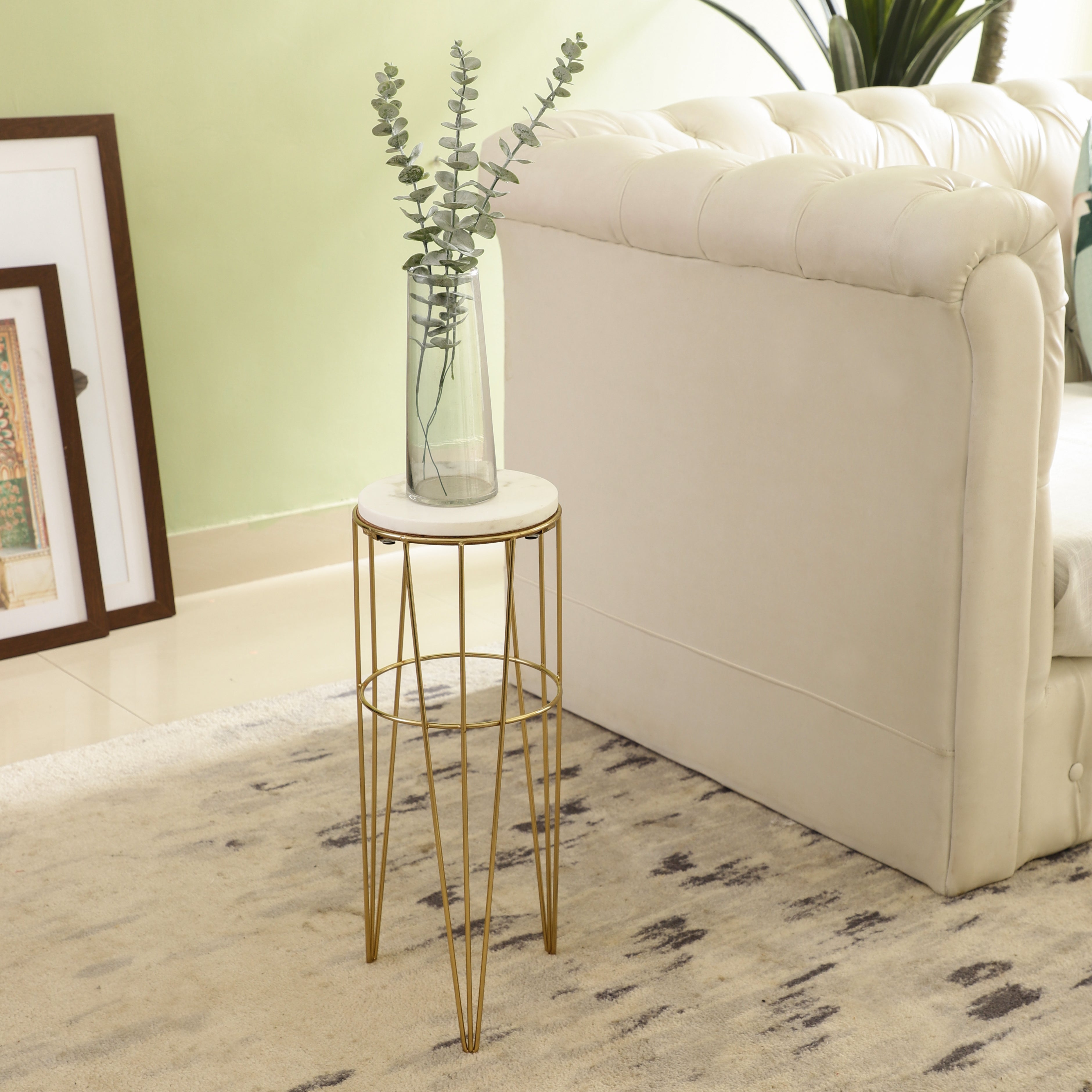 Gold Wire Marble Accent Table Small