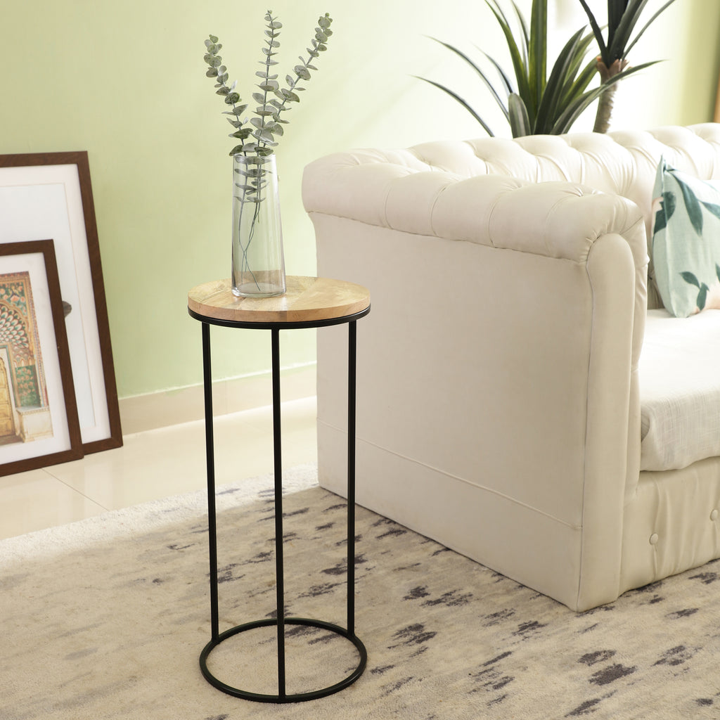 Minimal Round Wooden Accent Table Small