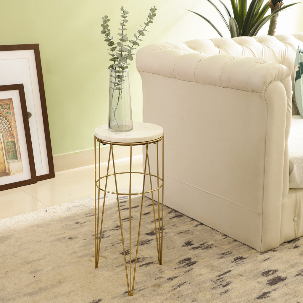 Gold Wire Marble Accent Table Large