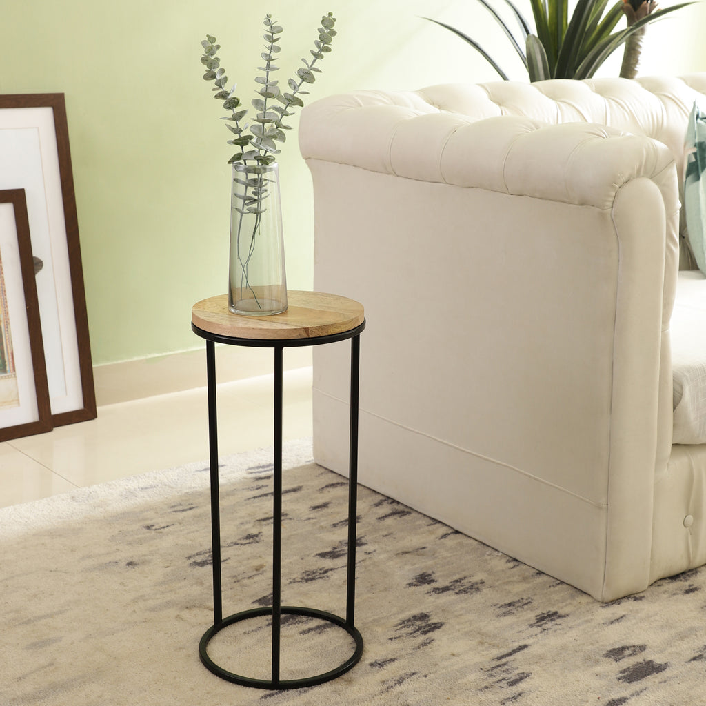Minimal Round Wooden Accent Table Large