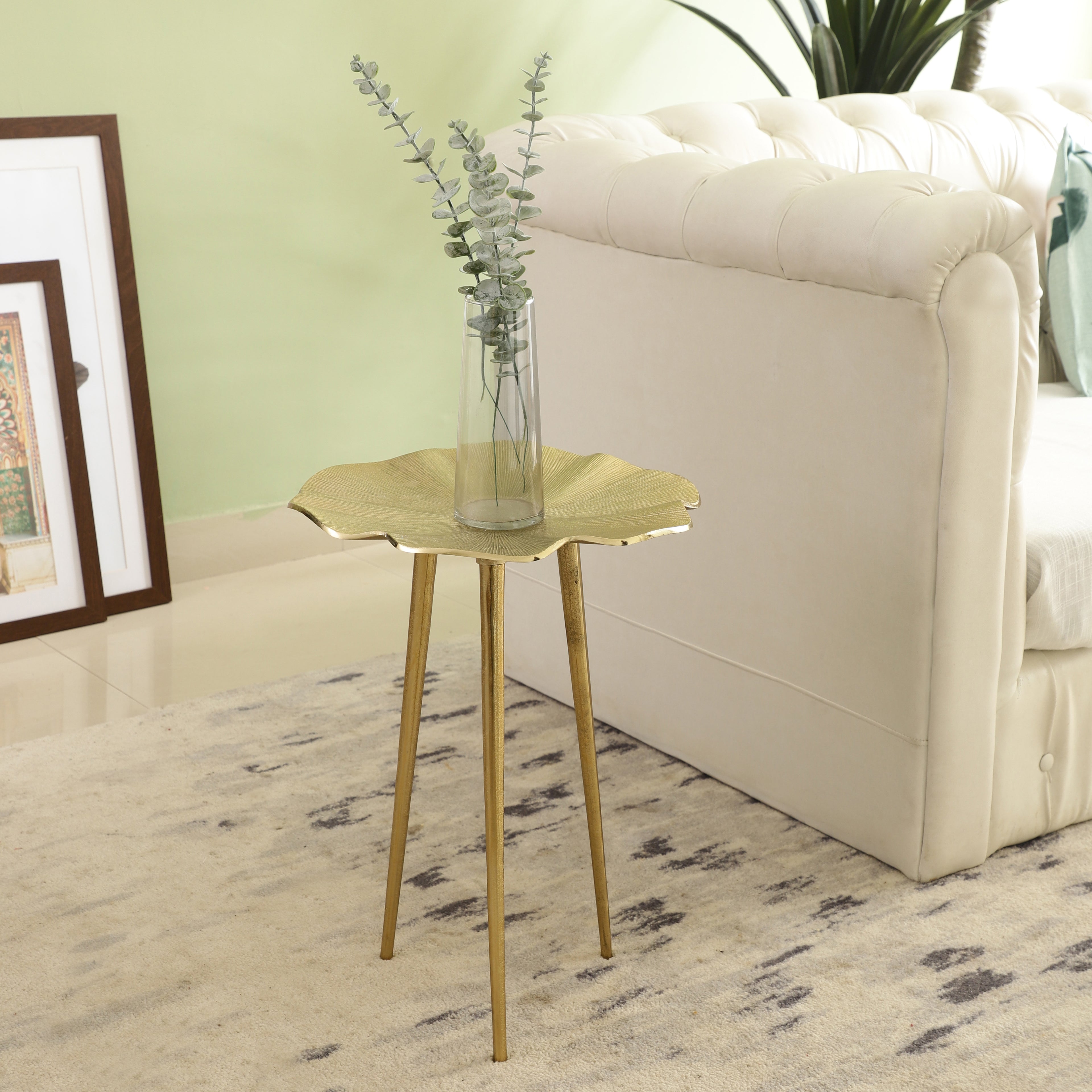 Golden Lotus Metal Side Table