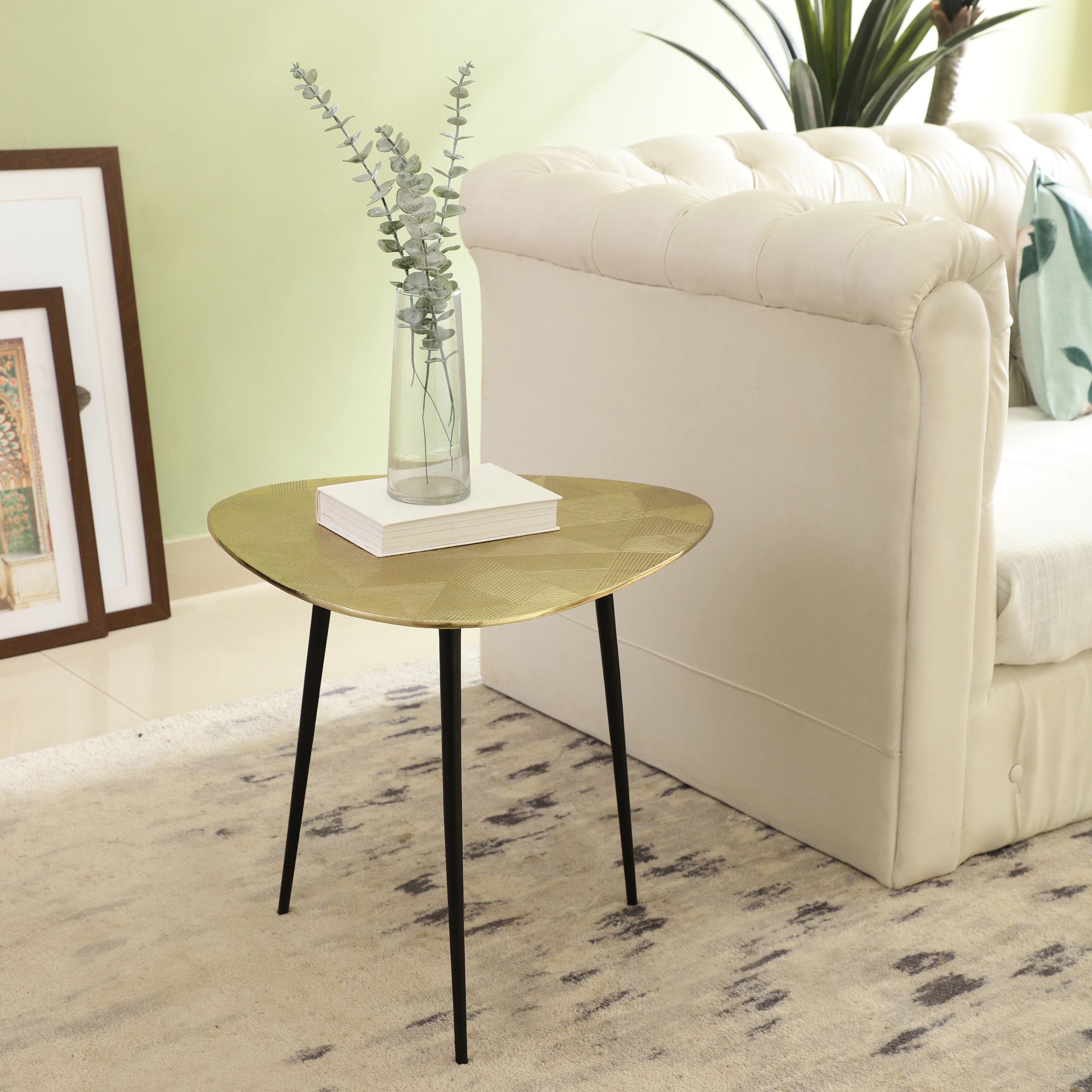 Textured Gold Top Accent Table
