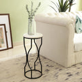 Marble Top Curved Metal Side Table Medium